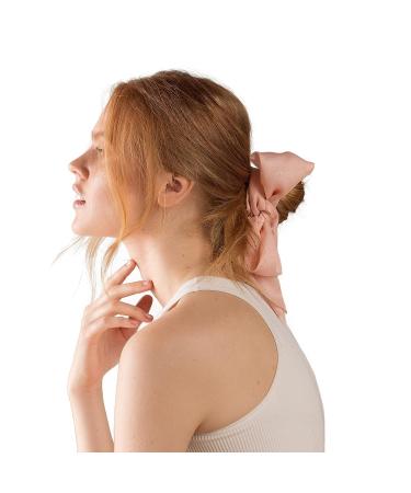 Kitsch Satin Hair Scarf Scrunchies - Stylish Bow Hair Ties for Women and Teens in Blush/Mauve - Buy Online on GoSupps.com