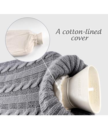 Premium 2L Hot Water Bottle with 2 Knitted Cases - Leak-Proof Washable Warm-Up Bag for Pain Relief (White & Gray) - Buy Online on GoSupps.com