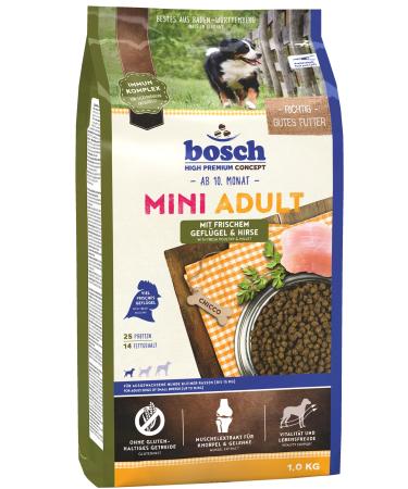 Bosch HPC Mini Adult with fresh poultry & millet |Dog dry food for adult dogs of small breeds (up to 15 kg) |1 x 1 kg 1 kg (1 Pack) - Buy Online on GoSupps.com