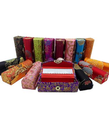 Comicfs Lipstick Case 3pcs /Set Lipstick Case with Mirror satin Silky Fabric with Gorgeous Design Random Assorted Colors Jewelry Box