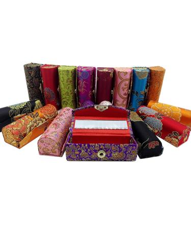 Comicfs Lipstick Case 12pcs /Set Lipstick Case with Mirror satin Silky Fabric with Gorgeous Design Random Assorted Colors Jewelry Box