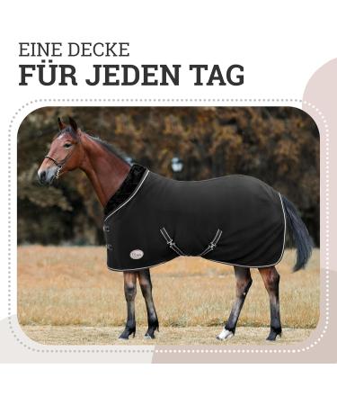 Esposita Championship Sweat Blanket with Fur Collar - Luxurious Black/Silver 145cm Show Blanket | Paradise Fleecedecover with Ornamental Piping - Buy Online on GoSupps.com
