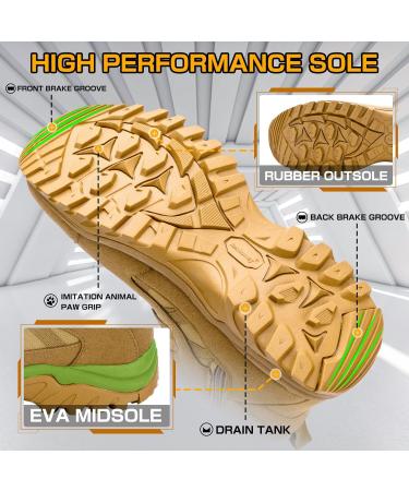 Ansbowey Men's Military Tactical Boots Lightweight Outdoor Hiking Backpacking Boots - 13 A1905 Brown - Size 6 - YKK Side Zip - Buy Online on GoSupps.com