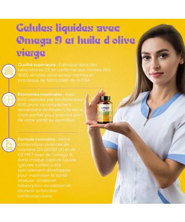 Kinoko Life Vitamin D3 K2 | 200 Liquid Capsules with Omega 9 and Olive Extravergin Oil Vitamin D3 2000 IU and Vitamin K2 MK7 | Adult Vitamin | Vitamin D3 | Vitamin K2 - Buy Online on GoSupps.com