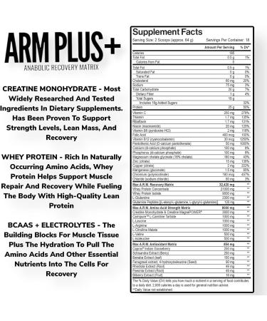 Max Muscle Arm Plus+ Anabolic Recovery Matrix - Tropical Fruit Punch | Whey Protein, Carbohydrates, Creatine, BCAA's, Glutamine, Electrolytes | 18 Servings, 2.54 lb - Buy Online on GoSupps.com