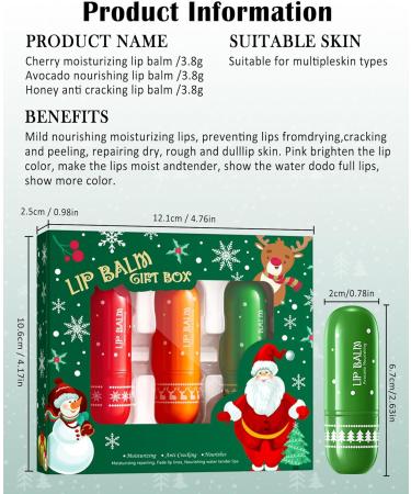 Christmas Lip Balm Kit-3Pcs Moisturing Pink Clear Lip Care Moisturer Hydrating Lip Balm Repair for Dry Cracked Lip balm stick Vegan Lip Care Product Lip Treatment Stocking Stuffer Gift Set for Women - Buy Online on GoSupps.com