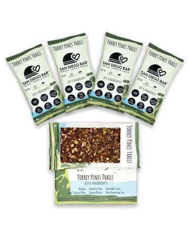 San Diego Bar-Torrey Pines Trails | Pumpkin + Sun Flower | RAW & Vegan Protein Bars | Sugar & Gluten Free | Breakfast Bars | Energy Bars | Snack Bars | 6 Whole Food Ingredients | Plant-Based Protein Torrey Pines Trails 4 Pack