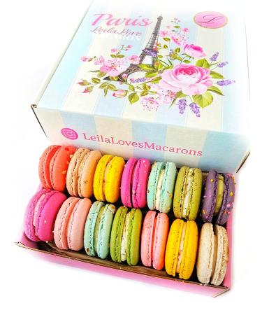 Leilalove Macarons - Mademoiselle de Paris Collection of 15 | Individually Packed for Freshness | Gift Box with Free Enclosure Card - Buy Online on GoSupps.com