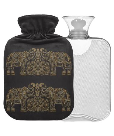Naanle African elephant hot water bottle with reference warm and cold therapy Transparent hot water bottle 1l heat bottle for bed hand feet heat pain relief