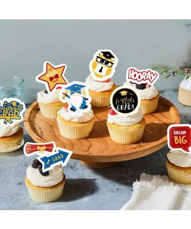 Ercadio 72 Pack Graduation Edible Cupcake Toppers Class of 2024 Grad Cap Cupcake Picks for 2024 Graduation Theme Party Cake Decorations Supplies Edible-72 - Buy Online on GoSupps.com