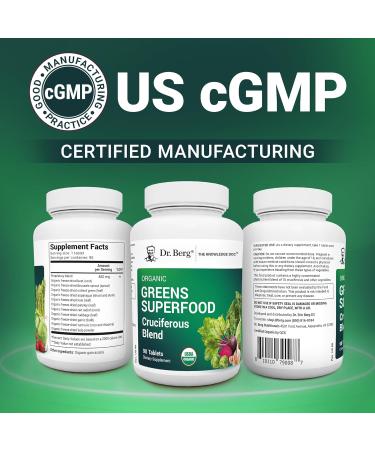 Dr. Berg's Greens Superfood Cruciferous Vegetable Tablets - Vegetable Supplements for Adults w/ 11 Phytonutrient Super Greens - Energy Immune System & Liver Veggie Tablets - 90 Tablet Organic Cruciferous Support (90 Tablets) - Buy Online on GoSupps.com