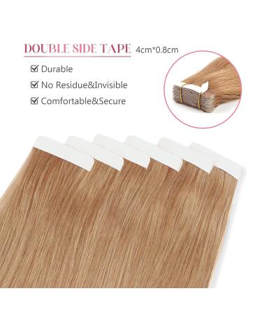 Sixstarhair Tape Extensions - Real Thick Remy Hair 14 Invisible Skin Weft #27 Honigblond - 20 Pieces 50g  - Buy Online on GoSupps.com
