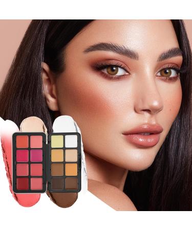 16 Colours Eyeshadow and Cheek Palette - Waterproof Bronzing Powder Foundation for Face Contour Women Girls Evening Wedding - Buy Online on GoSupps.com
