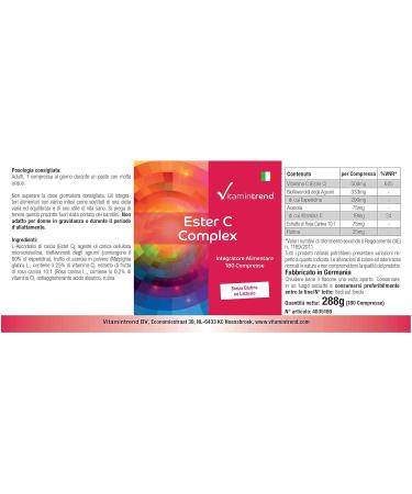 Ester C Complex - avec Bioflavono des et Ac rola - Vitamine C Tamponn e V gan - Boite de 180 comprim s - ! POUR 6 MOIS ! | Vitamintrend  - Buy Online on GoSupps.com