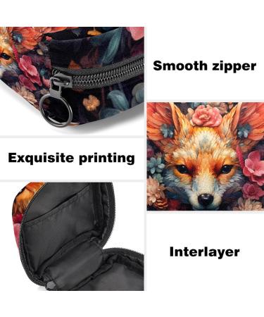 Sanitary Napkin & Menstrual Cup Storage Bag - Floral Fox Design | Women's Period Pads Holder - Buy Online on GoSupps.com