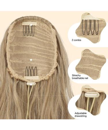 FESHFEN Blonde & Ash Blonde Mixed Curly Wavy Drawstring Ponytail Extension 18 inch - Synthetic Hairpiece for Women - Buy Online on GoSupps.com