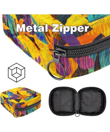Javenproeqt Portable Women's Binding Bags - Menstrual Cup & Insert Bags for Teen Girls | Tropical Yellow Leaf Design - Buy Online on GoSupps.com