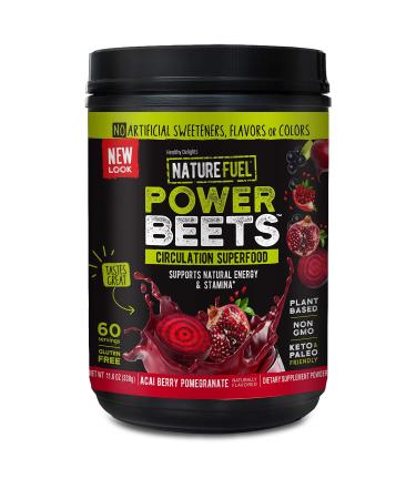 Nature Fuel Power Beets Powder, Delicious Acai Berry Pomegranate, Concentrated Superfood Supplement, Supports Circulation, Natural Energy & Stamina, Non-GMO, 60 Servings 11.6 Ounce (Pack of 1)