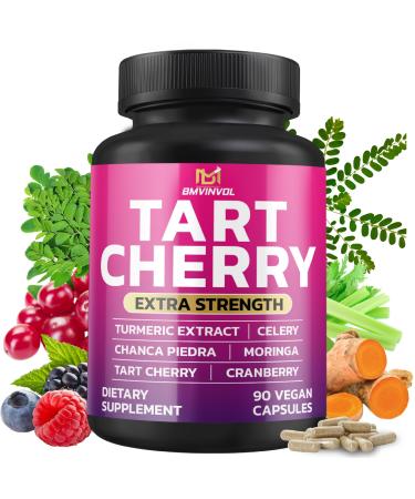 BMVINVOL Tart Cherry 20:1 Extract - Plus Moringa Chanca Piedra Celery Cranberry Extract and More - 90 Capsules - 3 Month Supply