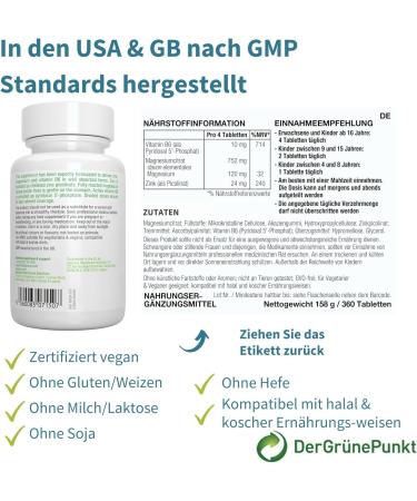 Neurobalance ZMB6 Tablets - High Dose Zinc Vitamin B6 & Magnesium | Vegan 360 Tablets for Optimal Wellness - Buy Online on GoSupps.com