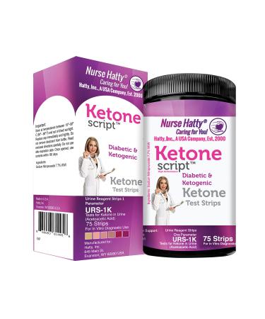 Nurse Hatty 75ct. Diabetic & Ketogenic Urine Test Strips, and Great for Well Formulated Keto Diets - Reg. Length Strips.