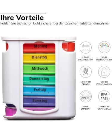 Foubiss BPA-Free Pill Organizer - 7-Day Tablet Box with 4 Compartments - Senior-Friendly & Portable Medication Storage - Buy Online on GoSupps.com