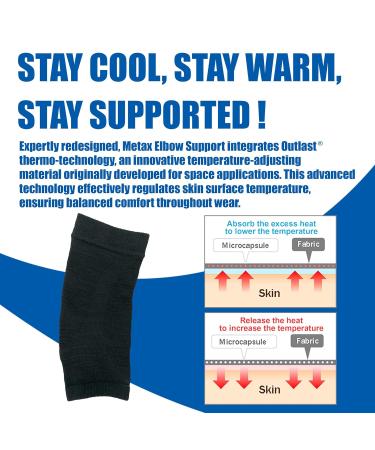 Phiten Metax Elbow Support Sleeve - Compression Brace for Relief & Temperature Control | Premium Aqua-Metals | Small/Medium - Buy Online on GoSupps.com