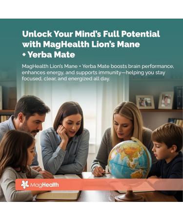 Lion's Mane & Yerba Mate Capsules 4-in-1 Nootropic Supplement | Organic Lion s Mane Mushroom for Focus, Clean Energy (75mg Caffeine) + Ashwagandha & Black Pepper | 60 Day Supply - Buy Online on GoSupps.com
