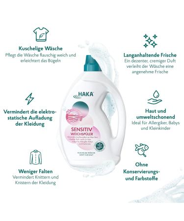 HAKA Sensitive Fabric Softener 2L | Eco-Friendly Detergent for Children & Allergy Sufferers | Fresh Scent | International Shipping - Buy Online on GoSupps.com