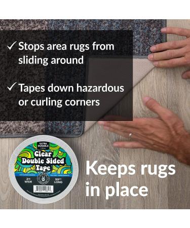 Clear Double Sided Tape - 2 Wide Heavy Duty Adhesive - Strong Sticky - 90ft x 2 - Ideal for Crafts, Posters, Carpets - Wall Safe - Doublesided Stick - Buy Online on GoSupps.com