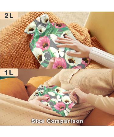 Naanle Tulip Flowers Heat Bottle - 2L Transparent Hot Water Bottle for Warm & Cold Therapy | Large Hot Water Bottle for Pain Relief - Buy Online on GoSupps.com