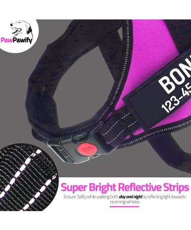 Customizable Pawpawify Dog Harness - No Tug Anti-Pull Durable for Training & Walking - Fits 20-25in Chest - Pink - Buy Online on GoSupps.com