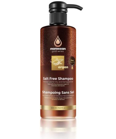 Moroccan Gold Series Salt Free Shampoo – Argan Oil Shampoo for Curly, Dry, Color Treated or Damaged Hair – Hydrating Shampoo Made with Pure Moroccan Argan Oil and Keratin, 16.9oz 16.9 Ounce