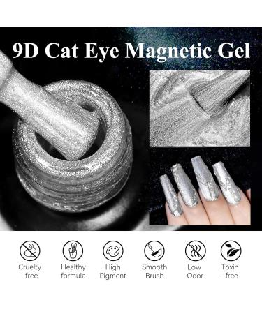 Buy MIZHSE 9D Cat Eye Gel Nail Polish - Silver Magnetic Gel for Stunning Holographic Galaxy Effect | Soak Off Nail Art for DIY Manicure at Home - Buy Online on GoSupps.com