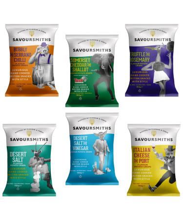 Savoursmiths Potato Crisps Gluten Free Pick N Mix | Choose From 5+ Flavours | Italian Cheese & Port Desert Salt & Vinegar Desert Salt Truffle & Rosemary Somerset Cheddar - Pack of 2 x 150g 150 g (Pack of 2)