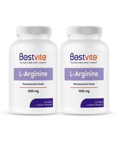 L-Arginine 1000mg (480 Tablets) (240 x 2) containing 20% More Pure L-Arginine as Compared to L-Arginine HCL Products