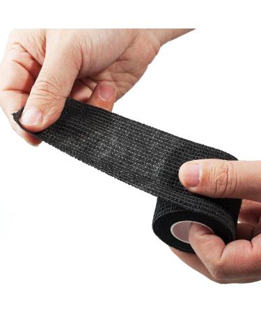 Buy Cojj 24 pc Cohesive Bandage Tape 5cm x 4.5m - Self-Adhering Waterproof Elastic Finger Plaster for Humans & Animals (Black) - International Shipping - Buy Online on GoSupps.com