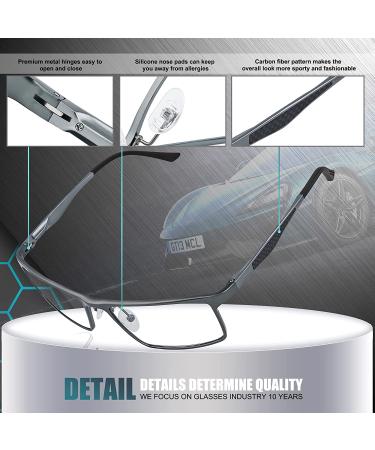 QALLY Blue Light Blocking Gaming Glasses | Men's Al-Mg Metal Rectangular Frame | Carbon Fiber Pattern | Anti Eyestrain Blue Ray Blocker | 2022 New - Gunmetal - Buy Online on GoSupps.com