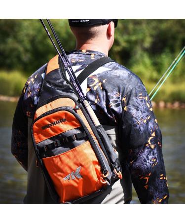 KastKing Pond Hopper Fishing Sling Tackle Storage Bag - Lightweight Sling Backpack for Fishing, Hiking, Hunting, and Camping - Orange Sling Bag - 17.7x12.6x6 Inches - Buy Online on GoSupps.com