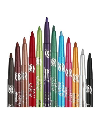 G2PLUS 12 PCS Colorful Eyebrow Pencil  Colored Eyeliners  Colorful Liquid Eyeliner for Eyebrow  Lip Liner Pencil Pen Makeup Cosmetic Set Kit Tool Waterproof