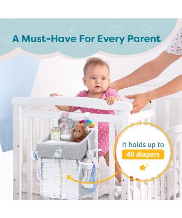 Cradle Star Hanging Diaper Caddy Organizer - Nursery Baby Organizer with Multiple Pockets - Diaper Storage and Changing Table Organizer - Gray Standard Grey - Buy Online on GoSupps.com