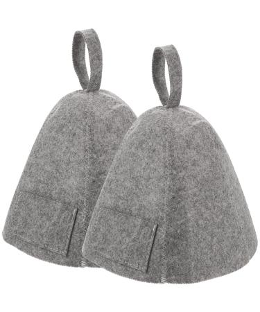Healvian Russian Sauna Cap 2 Pieces Sauna Hat Wool Felt Hats Shower Cap Bathhouse Head Protection for Women Men - Gray Sauna Hat Felt - Buy Online on GoSupps.com