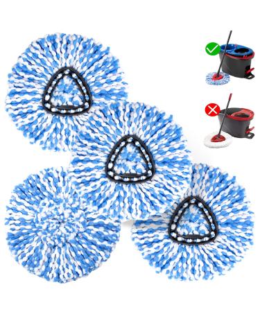 4 Pack Spin Mop Replacement Head Mop Refill Compatible with Ocedar RinseClean 2 Tank System Spinning Mop Heads Replacements for O Cedar Mop Replace Head Blue 4 Pack