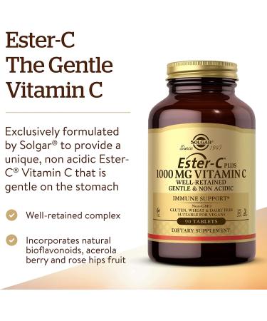 Solgar Ester-C Plus Vitamin C 1000 mg - 90 Tablets | Immune Support & Antioxidant - Buy Online on GoSupps.com