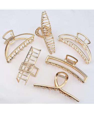 Jaciya 6 Pack Large Gold Metal Hair Claw Clips for Thick Hair - Stylish Butterfly Claw Hair Clips Accessory Set - Buy Online on GoSupps.com