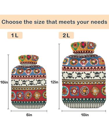 Naanle Hot Water Bottle - Ethnic Strip Skull Design | 1L Heat & Cold Therapy for Pain Relief | Transparent Bed & Palm Warmer - Buy Online on GoSupps.com