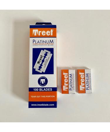 Treet Platinum Super Stainless Double Edge Razor Blades - 100 Count Pack - Buy Online on GoSupps.com