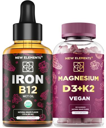 New Elements Liquid Iron with B12 & Magnesium Gummies with D3 K2
