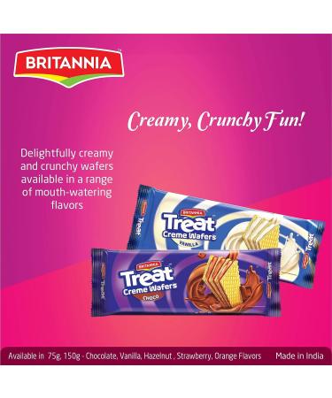BRITANNIA Treat Wafer Orange 5.29oz (150g) - Crunchy & Delicious Tea Time Snacks - Halal & Vegetarian - Pack of 4 - Buy Online on GoSupps.com