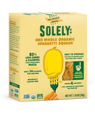 SOLELY Organic Dried Spaghetti Squash, 1.76 oz | One Ingredient: Spaghetti Squash | Naturally Gluten Free | Non-GMO | Low Carb and Keto-Friendly | Quick and Easy to Prepare 1.76 Ounce (Pack of 1)